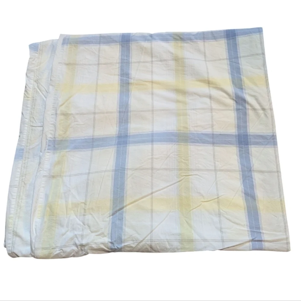 90s Eddie Bauer Duvet Cover King Plaid Yellow Blue White Cottagecore Preppy